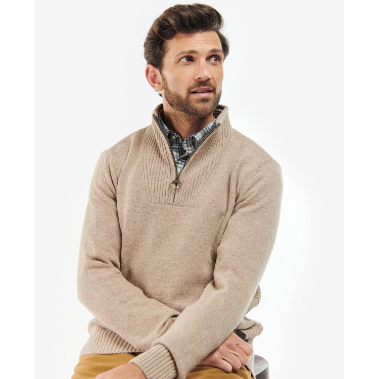 Barbour Nelson Essential Half Zip Sweater - Stone