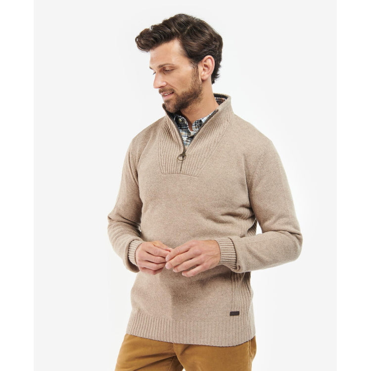 Barbour Nelson Essential Half Zip Sweater - Stone