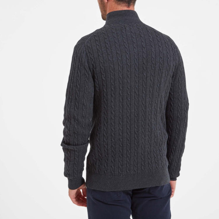 Schoffel Cotton Cashmere Cable 1/4 Zip Jumper - Charcoal