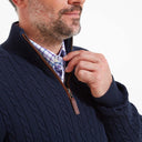 Schoffel Cotton Cashmere Cable 1/4 Zip Jumper - Navy