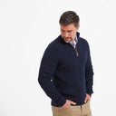 Schoffel Cotton Cashmere Cable 1/4 Zip Jumper - Navy