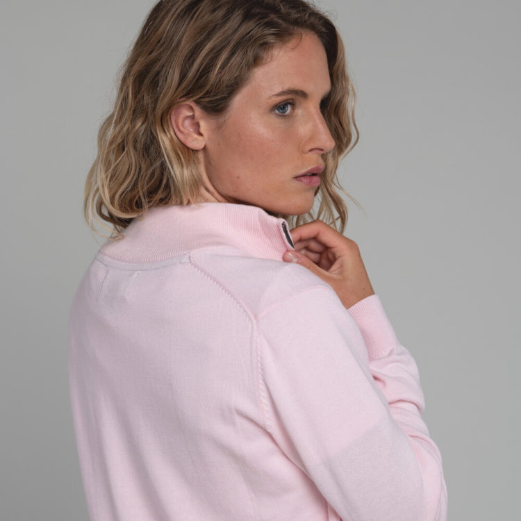 Schoffel Ladies Polperro Pima 1/4 Zip Sweater - Blush