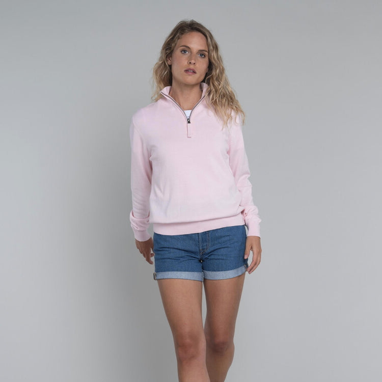 Schoffel Ladies Polperro Pima 1/4 Zip Sweater - Blush