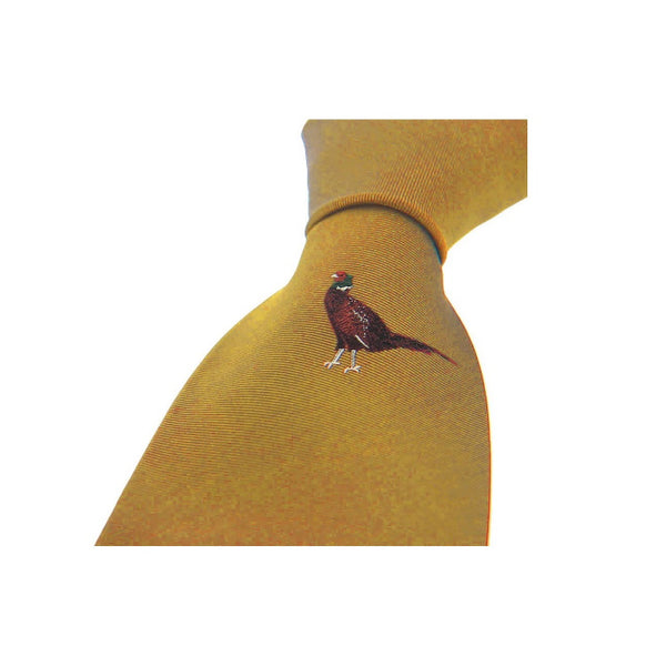 John Norris Country Woven Silk Tie - Gold Pheasant