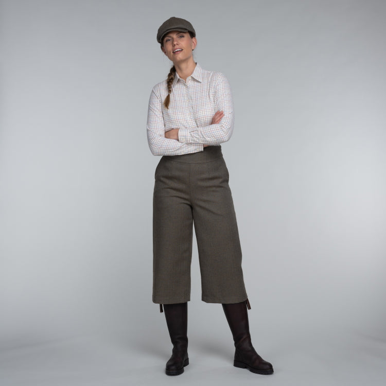 Schoffel Ladies Tweed Culottes - Loden Green Herringbone Tweed